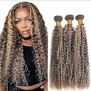 Highlight Bundles P4/27 Curly Wave Brazilian Remy Hair 3 Bundles 8 8 8 Inch Hair